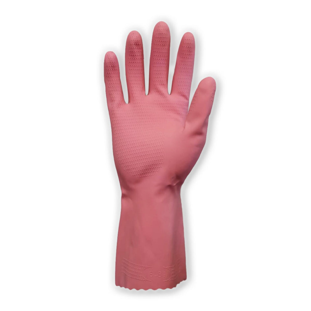 Large Size Bastion Silverlined Rubber Gloves in Pink, Packet of 12