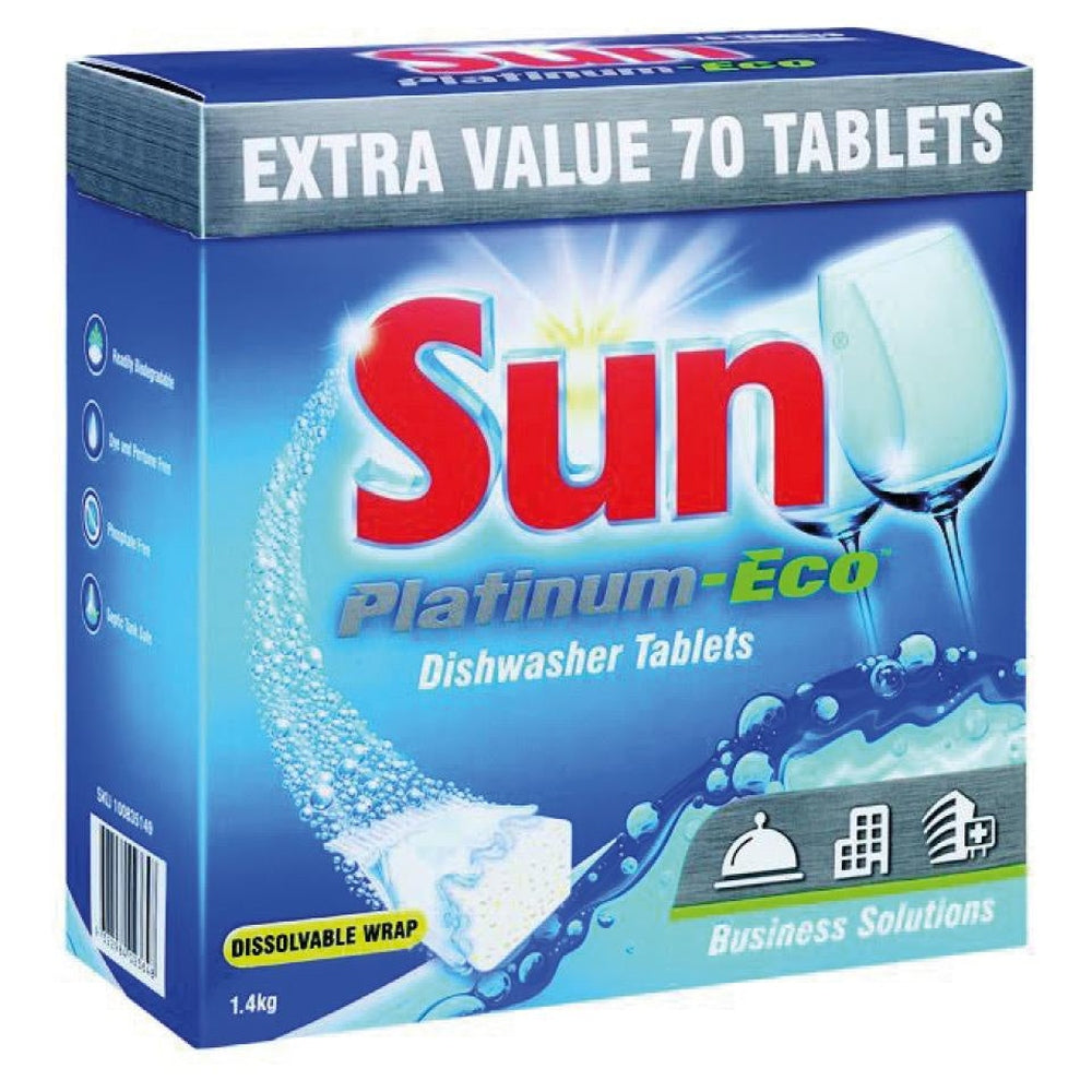 Sun Platinum-Eco Dishwasher Machine Tablets, Carton of 70