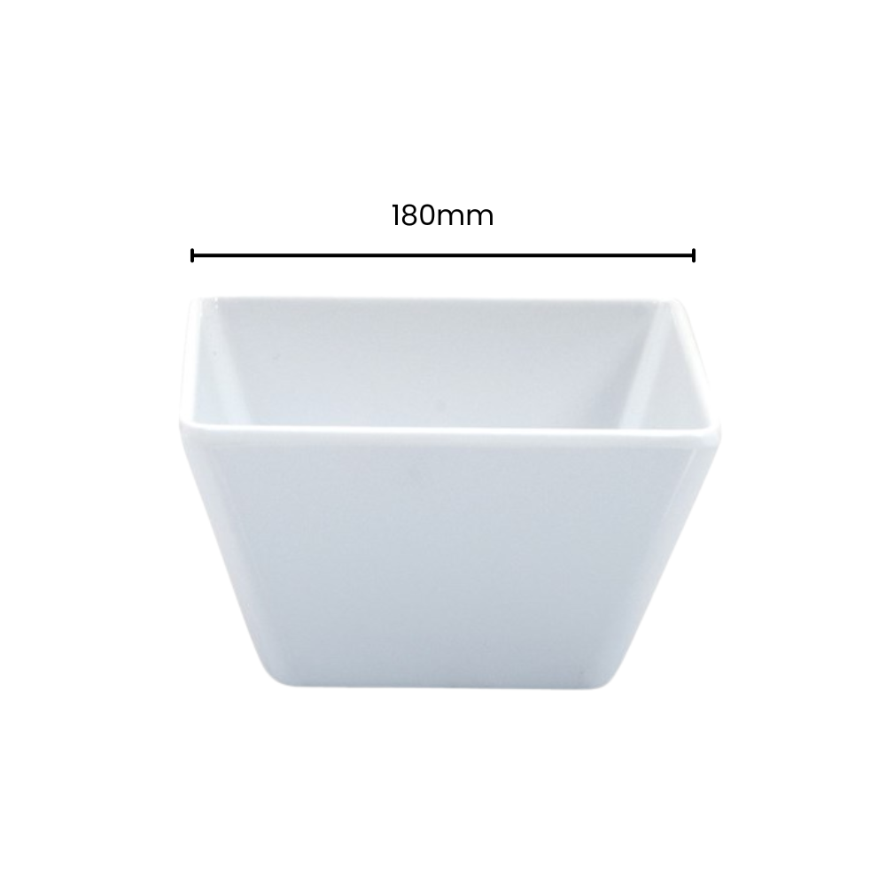Ryner Square Bowl White Melamine 180x180x85mm, 1 Unit