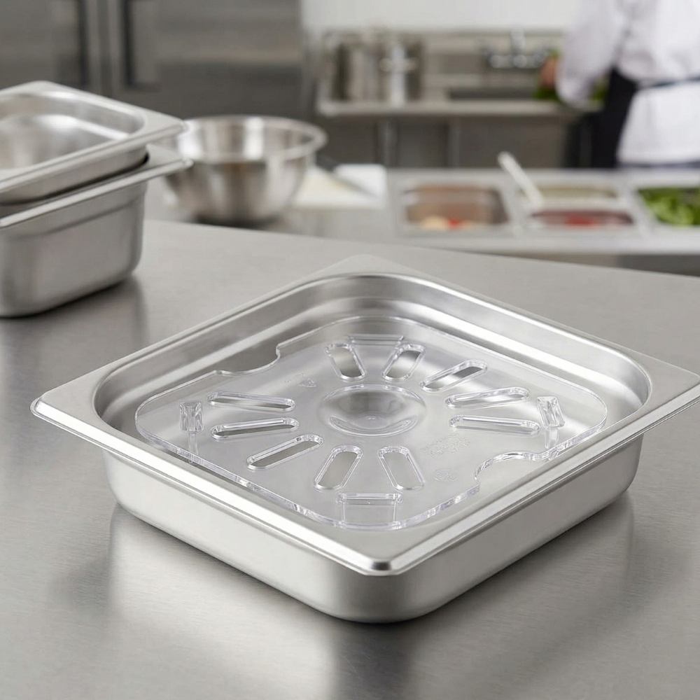 Cambro 1/6 Size Food Pan Shelf Drain Polycarbonate Clear 162x176mm