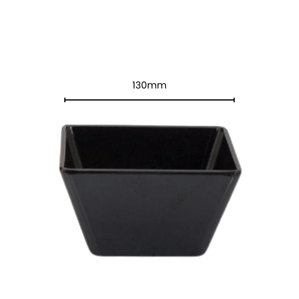 Ryner Square Bowl Black Melamine 130x130x70mm, 1 Unit