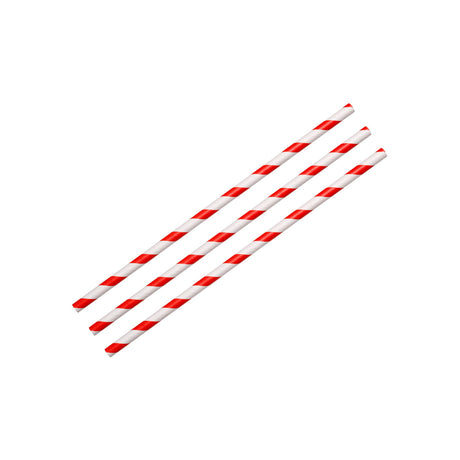 516612 Breeze Regular Straw Paper Red & White Stripe 197mm Star Group