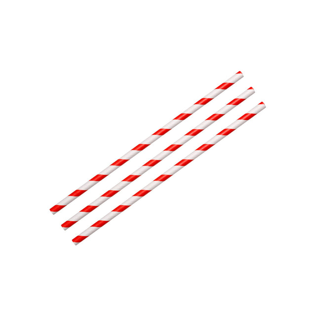 516612 Breeze Regular Straw Paper Red & White Stripe 197mm Star Group
