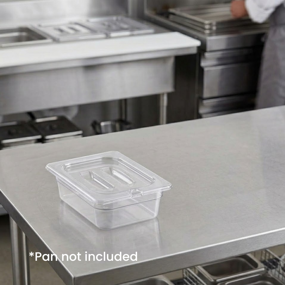 Cambro 1/6 Size Food Pan Cover With Handle and Notch Polycarbonate Clear 162x176mm