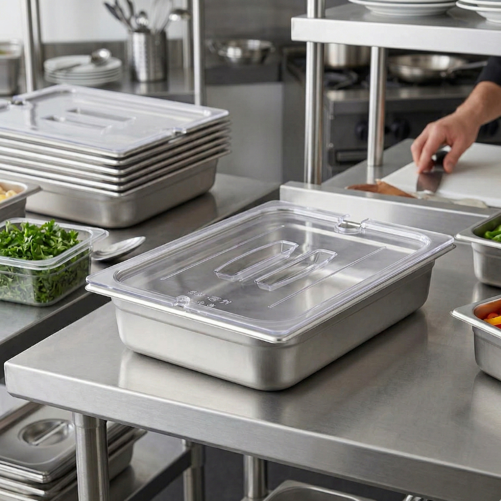 Cambro 1/2 Size Food Pan Cover With Handle and Notch Polycarbonate Clear 265x325mm