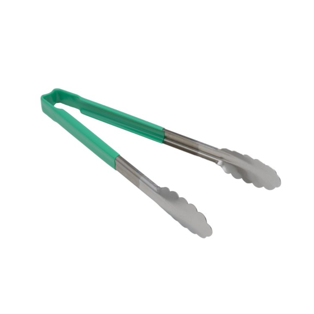 330mm Stainless Steel Serving Tongs with Green Kool-Touch® Handle