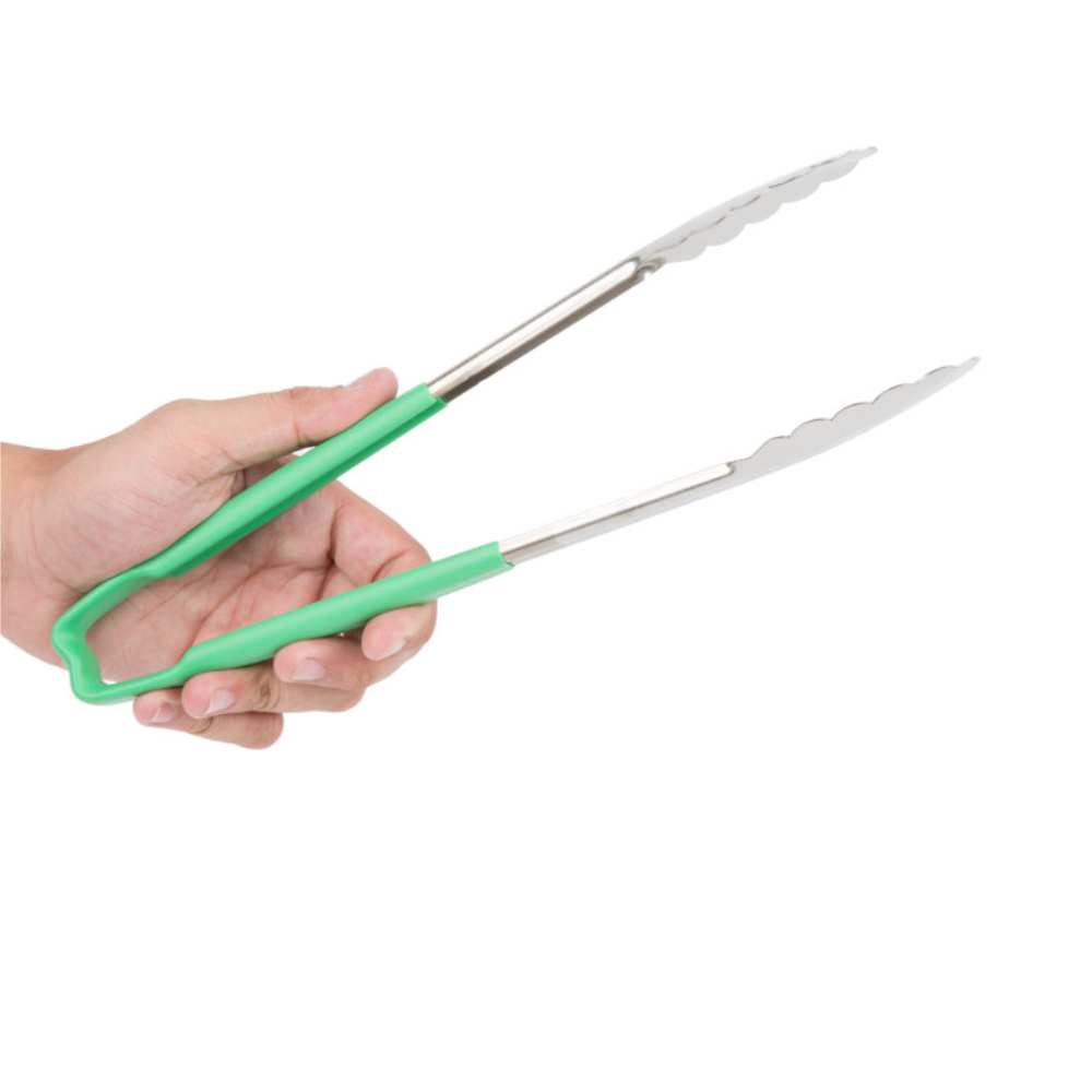 330mm Stainless Steel Serving Tongs with Green Kool-Touch® Handle