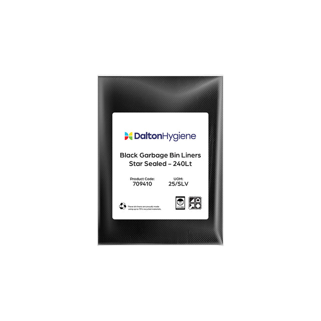 709410 Dalton Hygiene Garbage Bin Liner Star Seal Black 585x1145mm / 240Lt Star Group