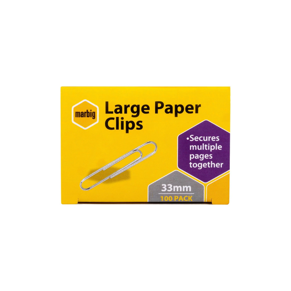 Large Paper Clips, 33mm - 100 / Pack