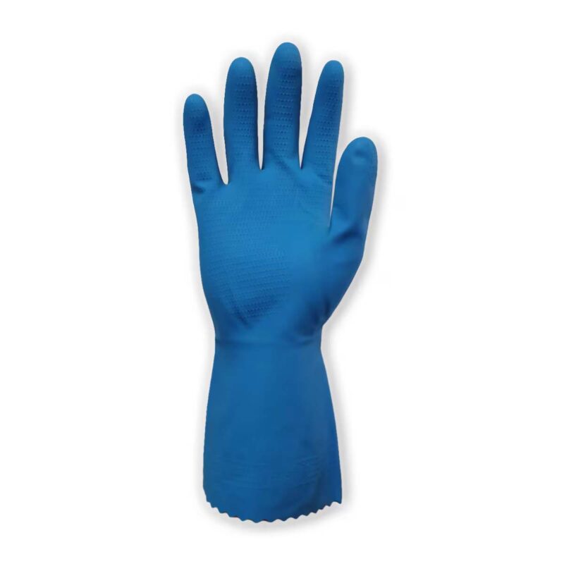 Large Size Bastion Silverlined Rubber Gloves in Blue, Packet of 12