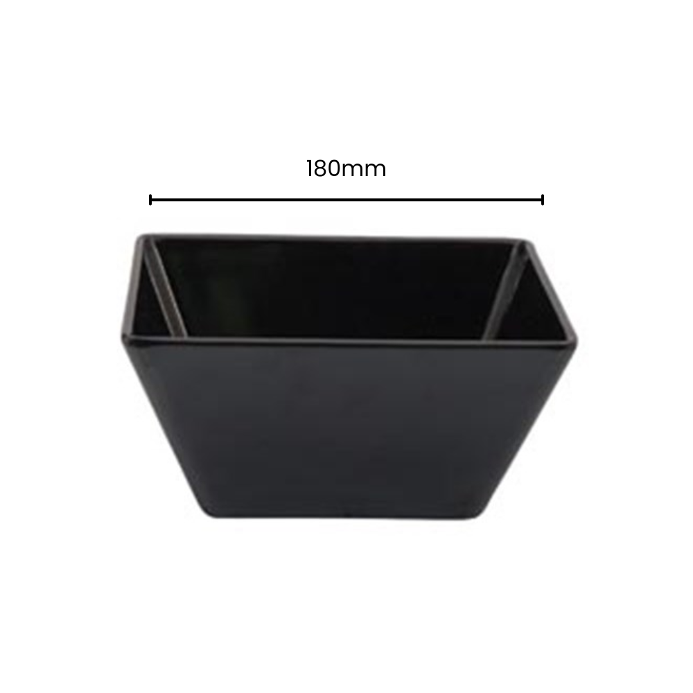 Ryner Square Bowl Black Melamine 180x180x85mm, 1 Unit