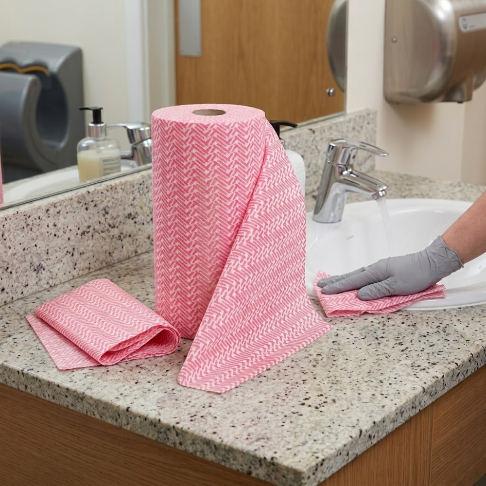 Dalton Hygiene Heavy Duty Wipes Red 90 Sheets Roll 300x500mm
