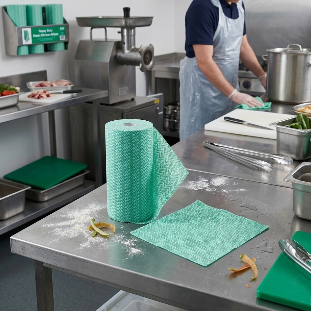 Dalton Hygiene Heavy Duty Wipes Green 90 Sheets Roll 300x500mm
