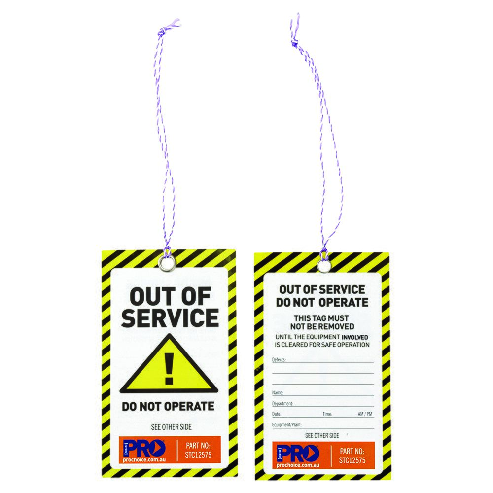 Yellow "Out of Service Tag" - 125x75mm - 100/Pkt