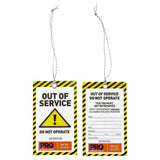 Yellow "Out of Service Tag" - 125x75mm - 100 units
