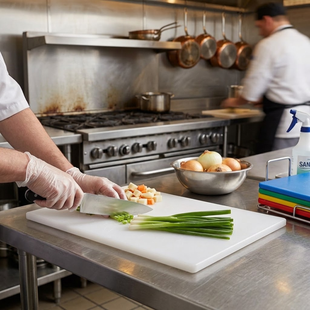 Chef Inox Polyethylene Cutting Board White 355x205x12mm HACCP