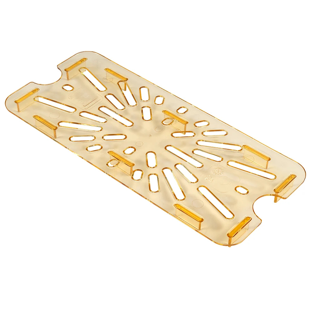 Cambro 1/3 Size Food Pan Shelf Drain High Heat Polycarbonate Amber 176x325mm, 1 Unit