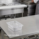 Cambro 1/6 Size Food Pan Cover With Handle and Notch Polycarbonate Clear 162x176mm