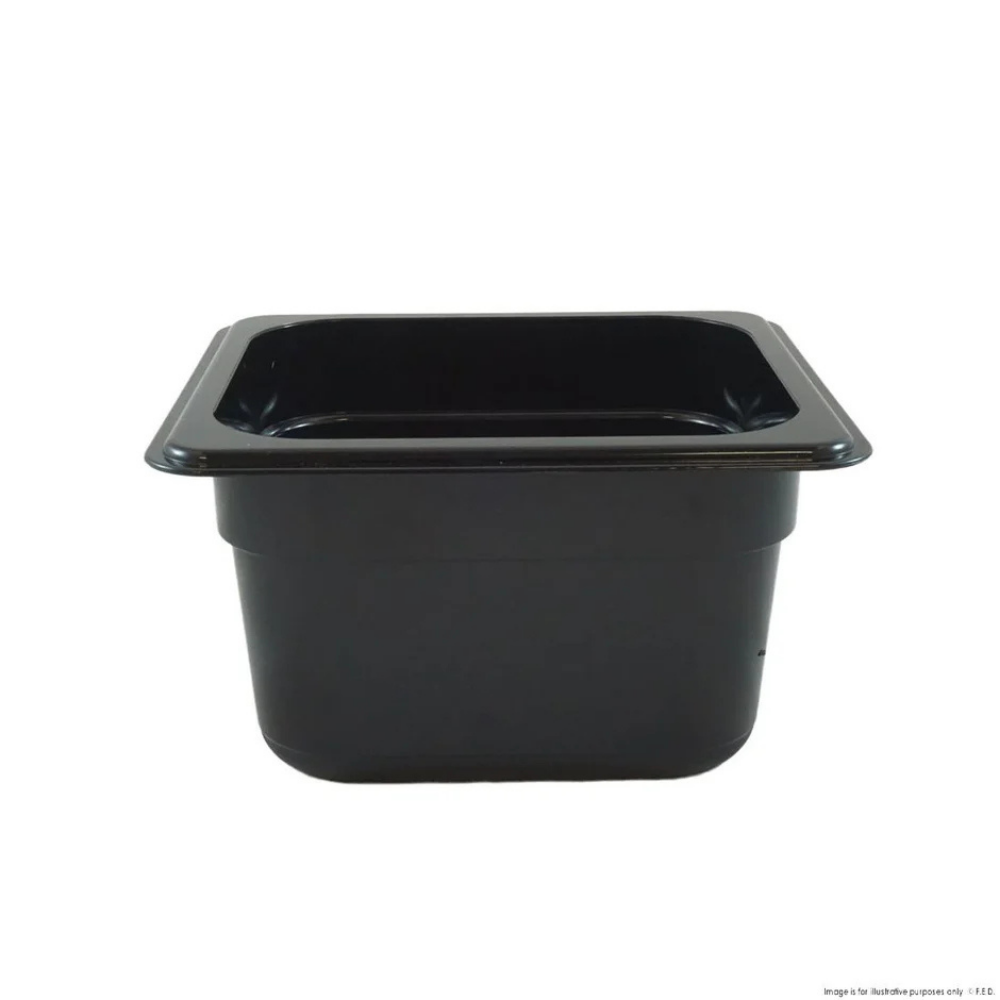 Cambro 1/6 Size Food Pan Polycarbonate Black 162x176x100mm / 1.5Lt, 1 Unit