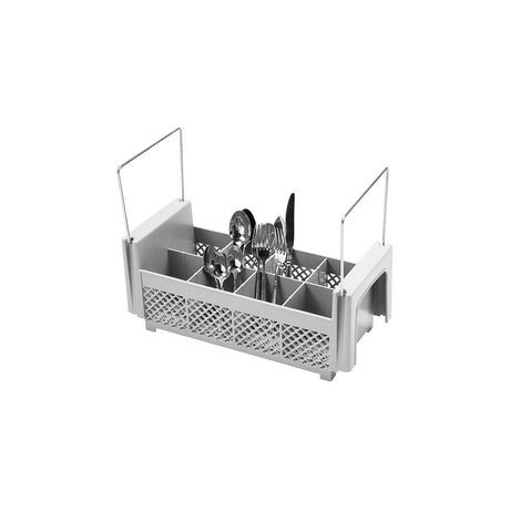 608076 CamRack Flatware Cutlery Basket With Handle 8-Compartment Grey 433x197x184mm Star Group