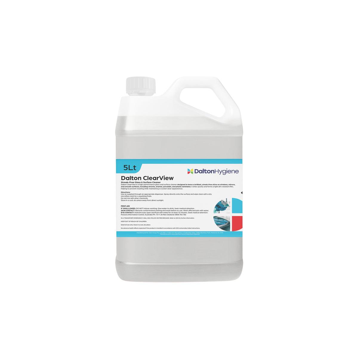 Dalton ClearView Glass & Surface Cleaning Liquid 5Lt