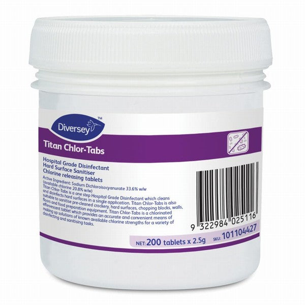 Hospital-grade Disinfectant Titan Chlor Tabs - 200/Pack