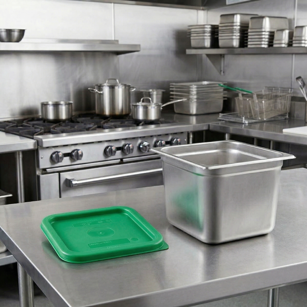 Cambro CamSquare Lid Polypropylene Green To Suit 1.9Lt 3.8Lt