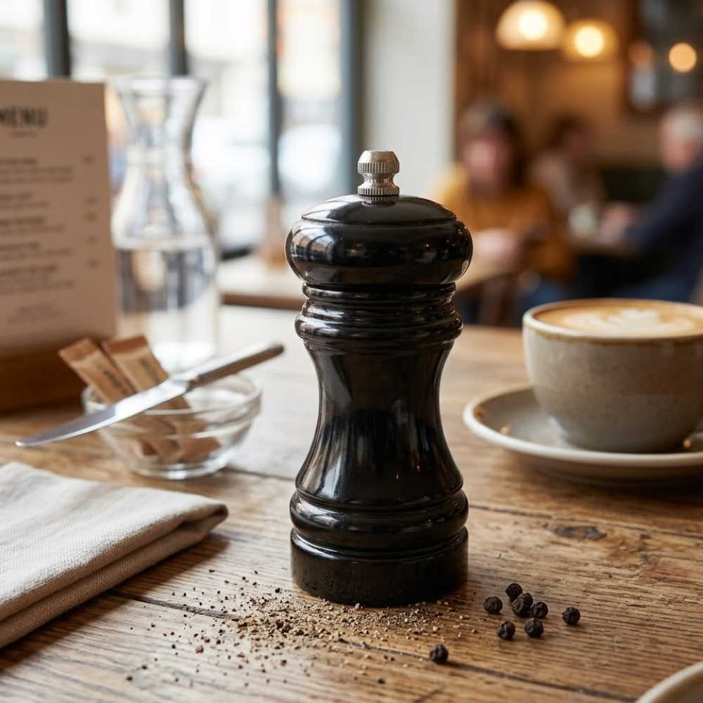 Chef Inox Salt / Pepper Mill Black Wood 50x115mm - 4 units