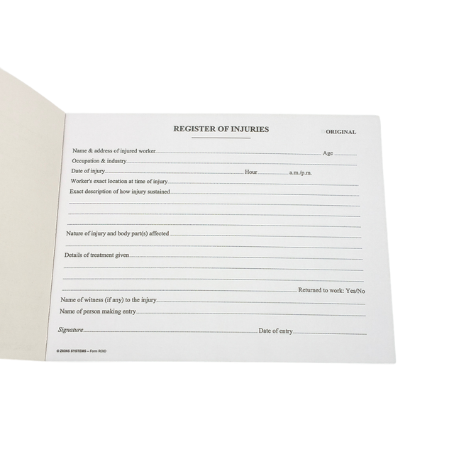NSW Register of Injuries Book - STATINJNSW Star Group Australia - Commercial hospitality and QSR supplies