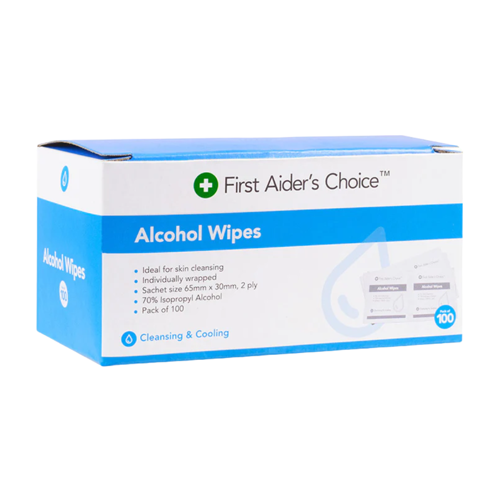 First Aider's Choise Alcohol Wipes, Carton of 100